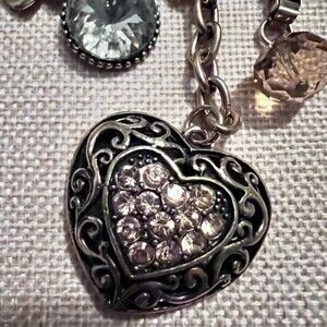 A&A Gold Tone Rolo Chain Charm Necklace 7 Charms 30” 3” Extender